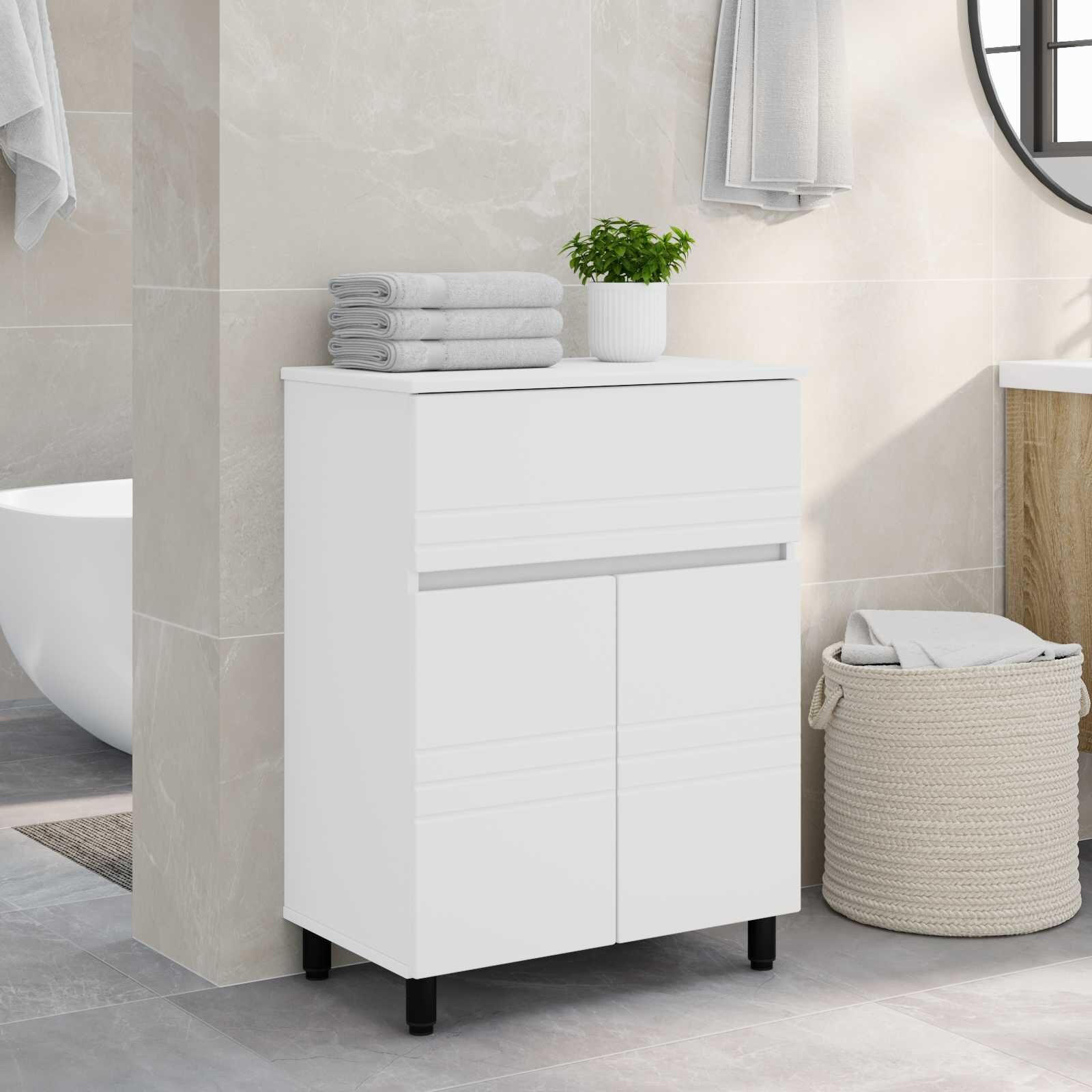 vidaXL Шкаф със светло за баня Бяло 60 x 35 x 80 см