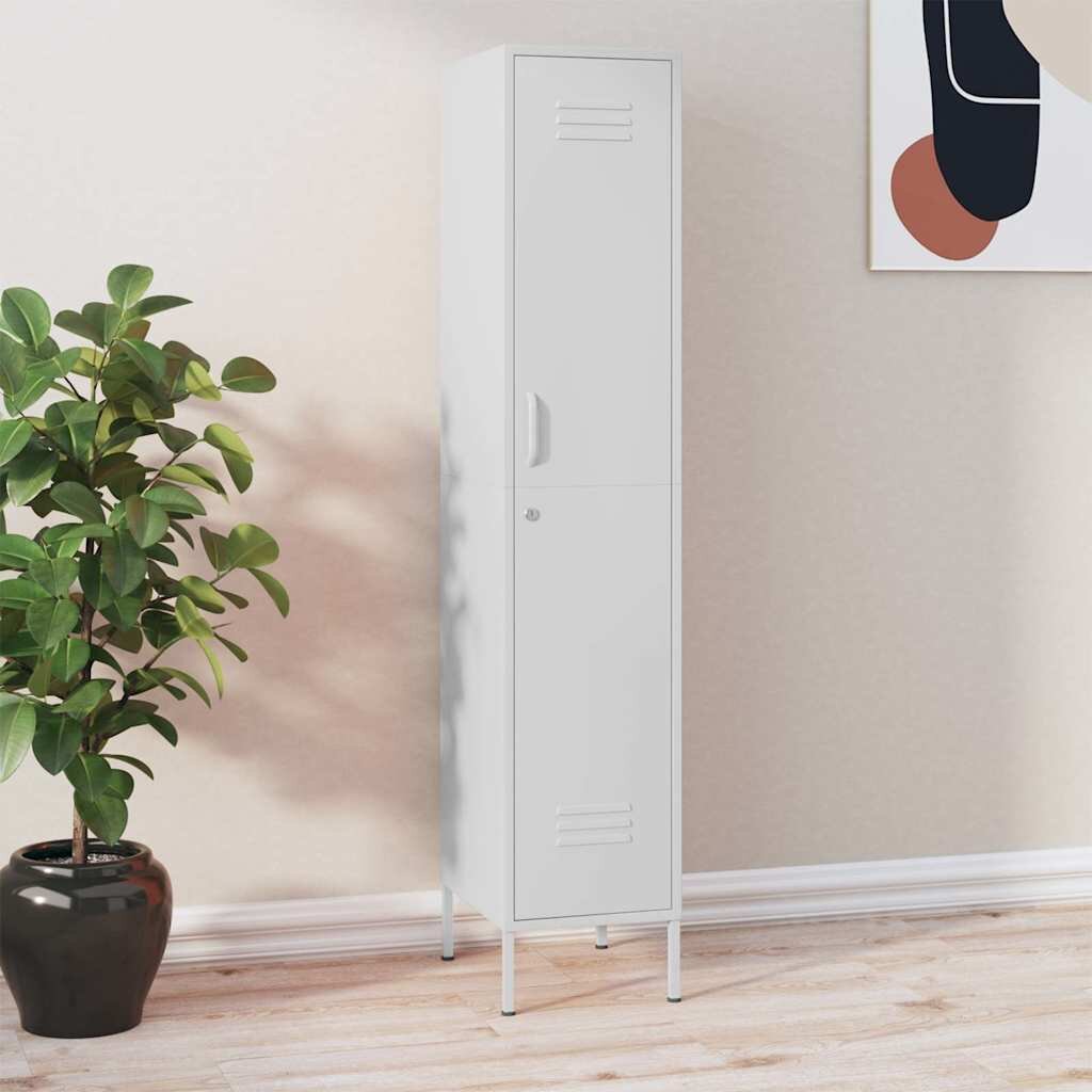 vidaXL Шкаф със заключване бял 35x46x180 см стомана