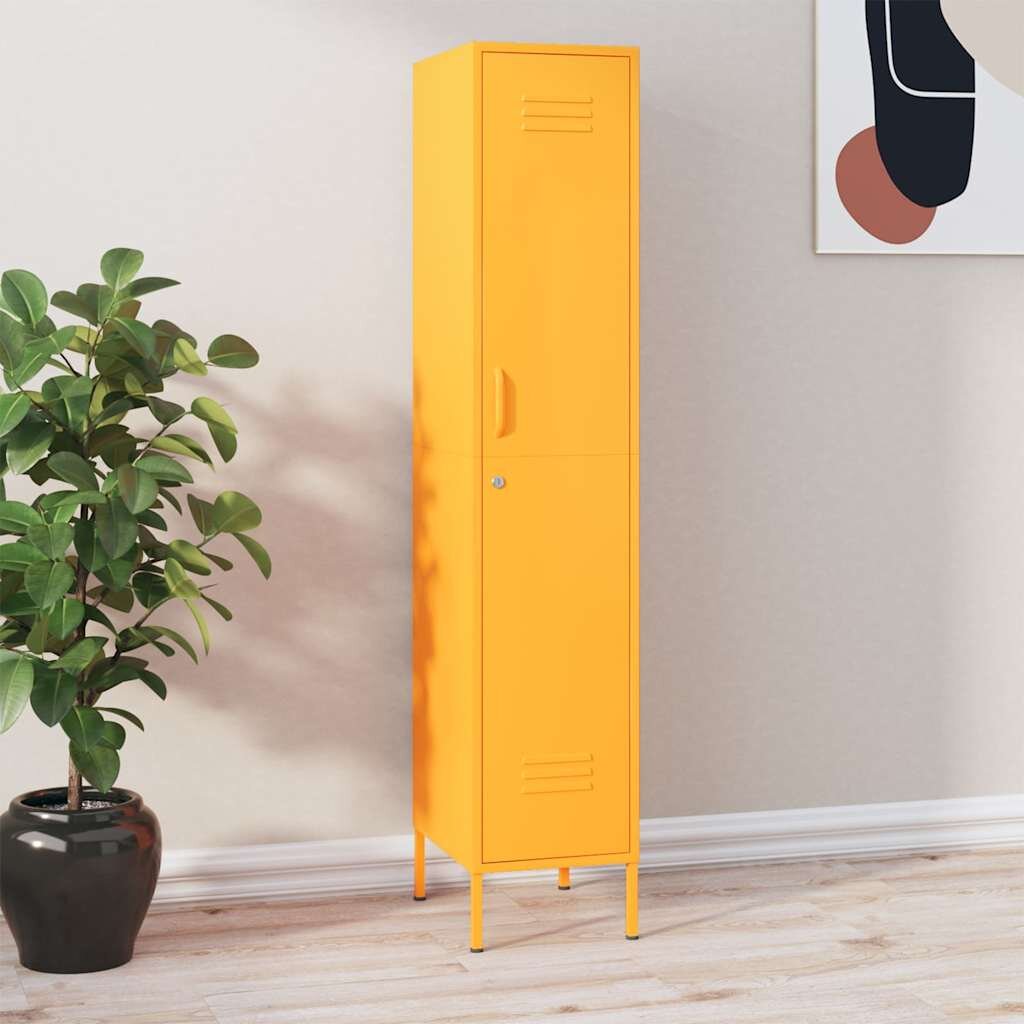 vidaXL Шкаф със заключване горчица жълто 35x46x180 см стомана