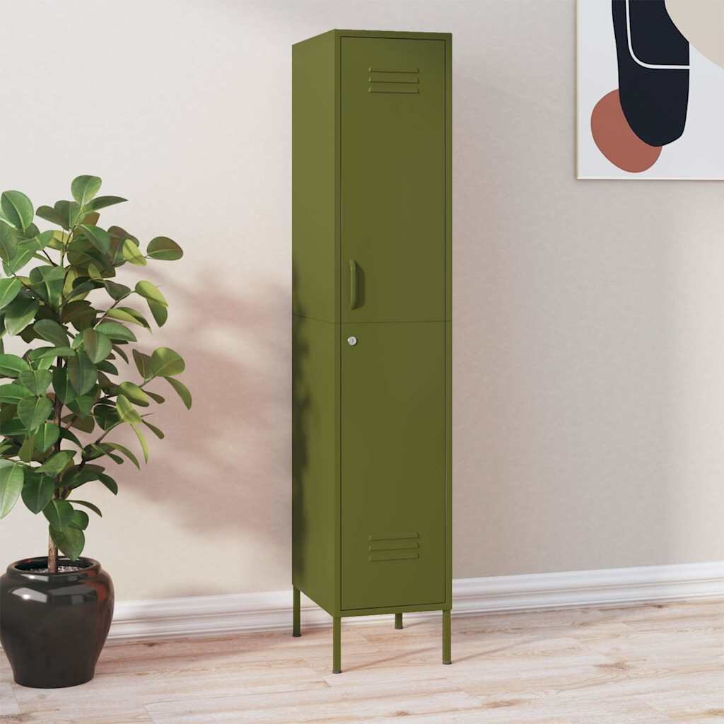 vidaXL Шкаф със заключване маслиненозелен 35x46x180 см стомана