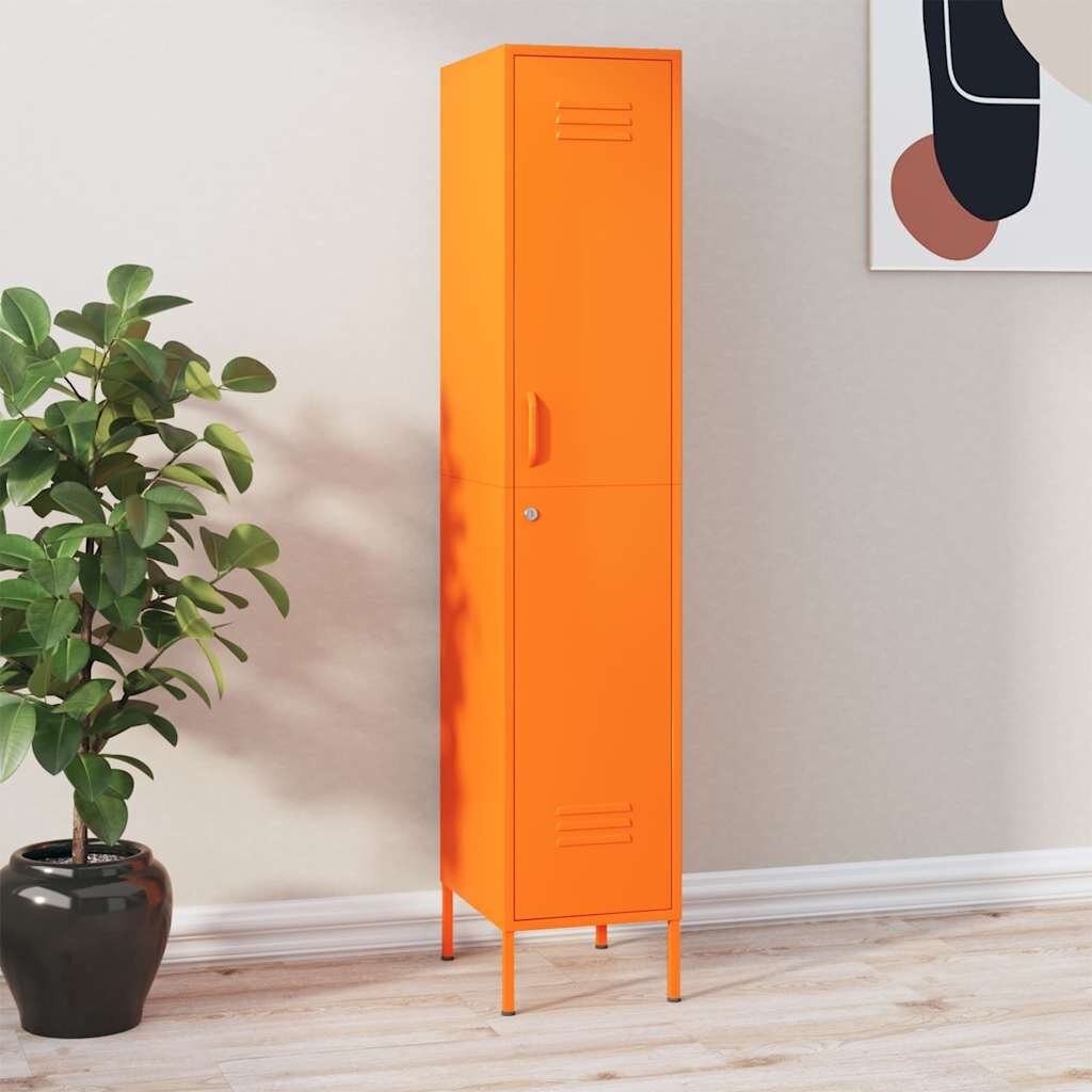 vidaXL Шкаф със заключване оранжев 35x46x180 см стомана