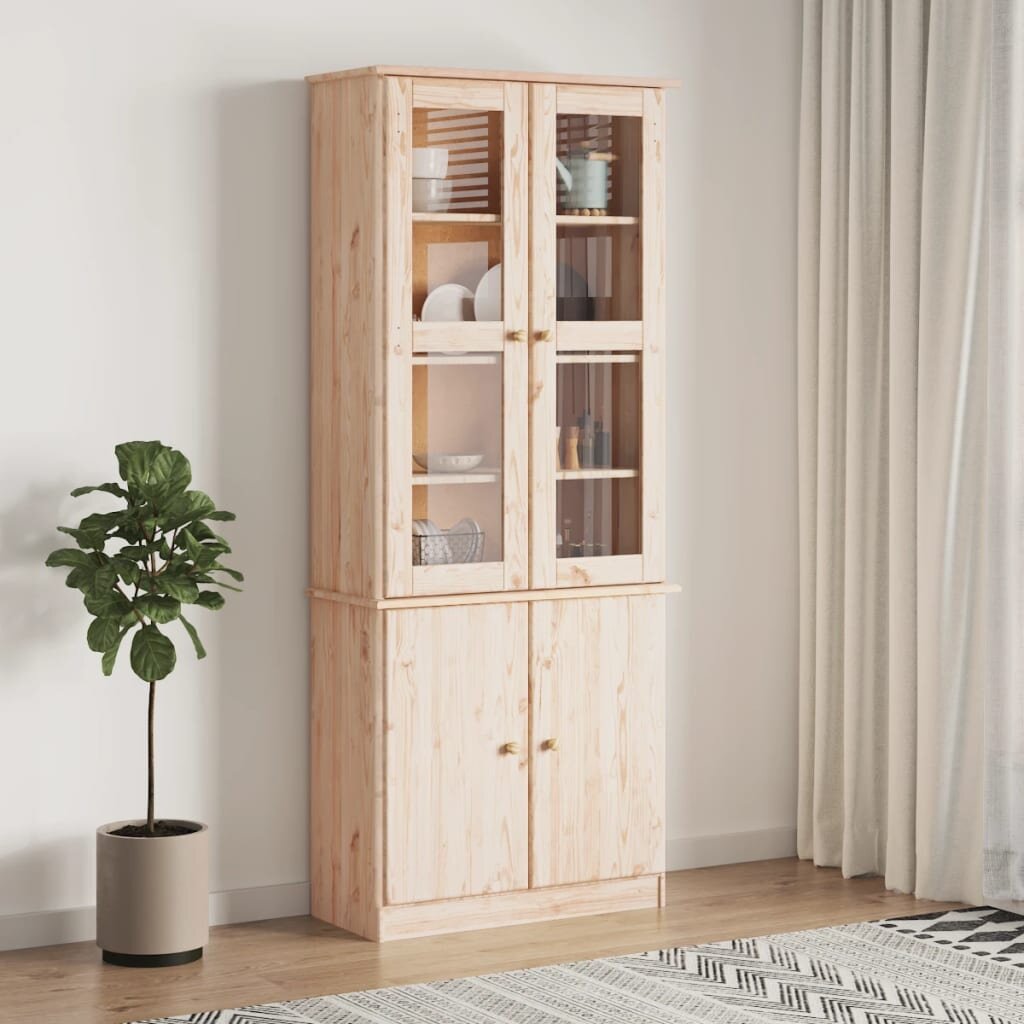 vidaXL Шкаф витрина ALTA 77x35x1865 см бор масив