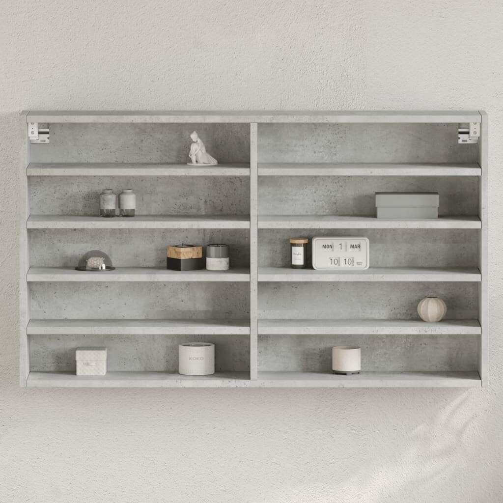 vidaXL Шкаф витрина бетонно сив 100x15x58 см инженерно дърво