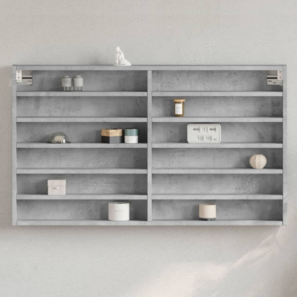 vidaXL Шкаф витрина бетонно сив 100x85x58 см инженерно дърво