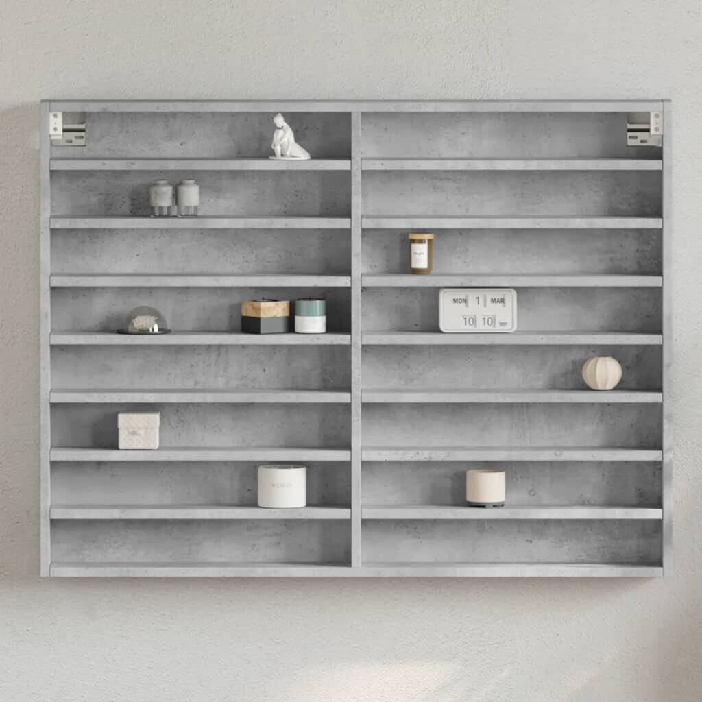 vidaXL Шкаф витрина бетонно сив 100x85x75 см инженерно дърво