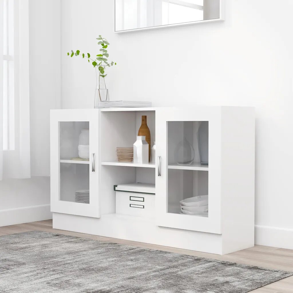 vidaXL Шкаф витрина бял 120x305x70 см ПДЧ