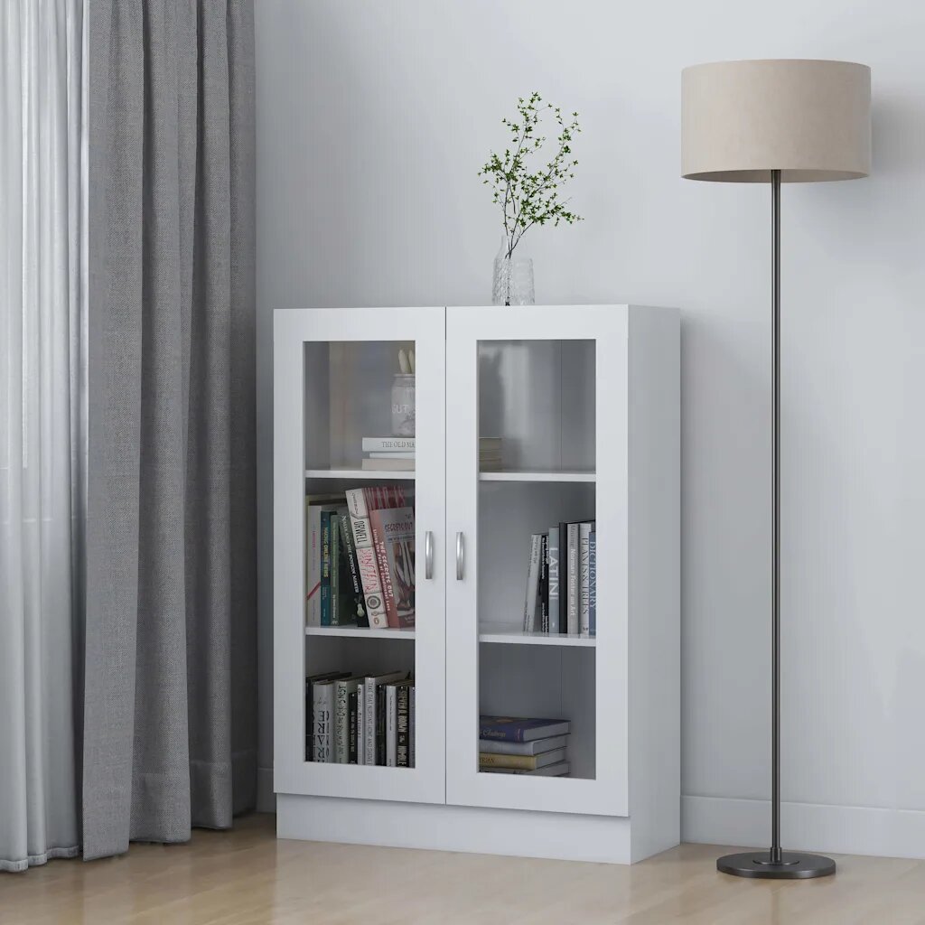 vidaXL Шкаф витрина бял 825x305x115 см ПДЧ