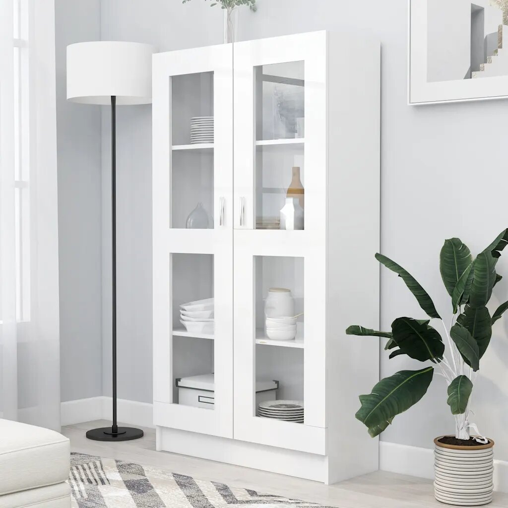 vidaXL Шкаф витрина бял 825x305x150 см ПДЧ