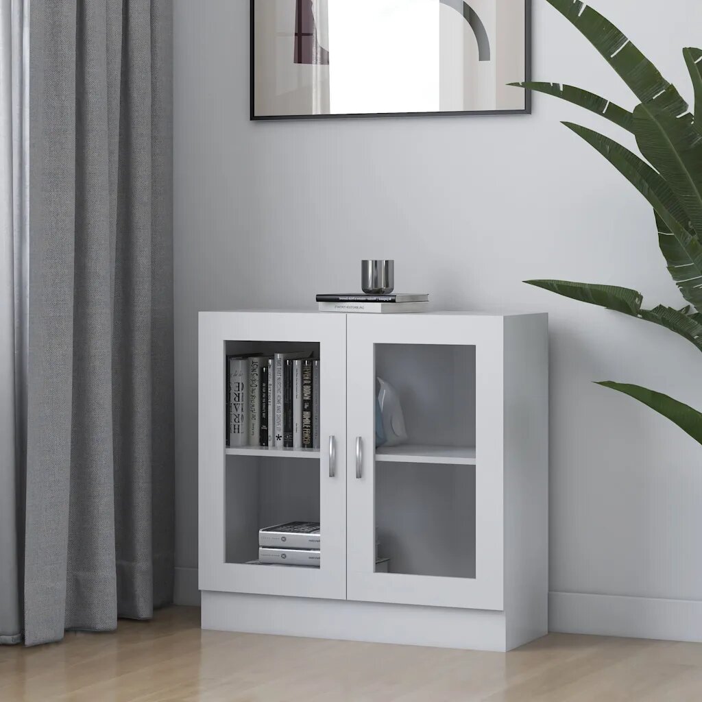 vidaXL Шкаф витрина бял 825x305x80 см ПДЧ