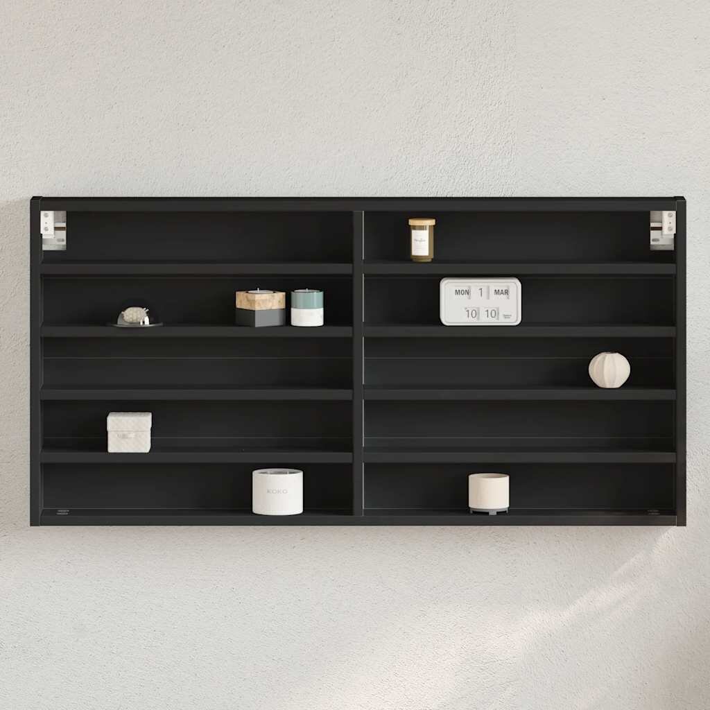 vidaXL Шкаф витрина черен 100x85x50 см инженерно дърво