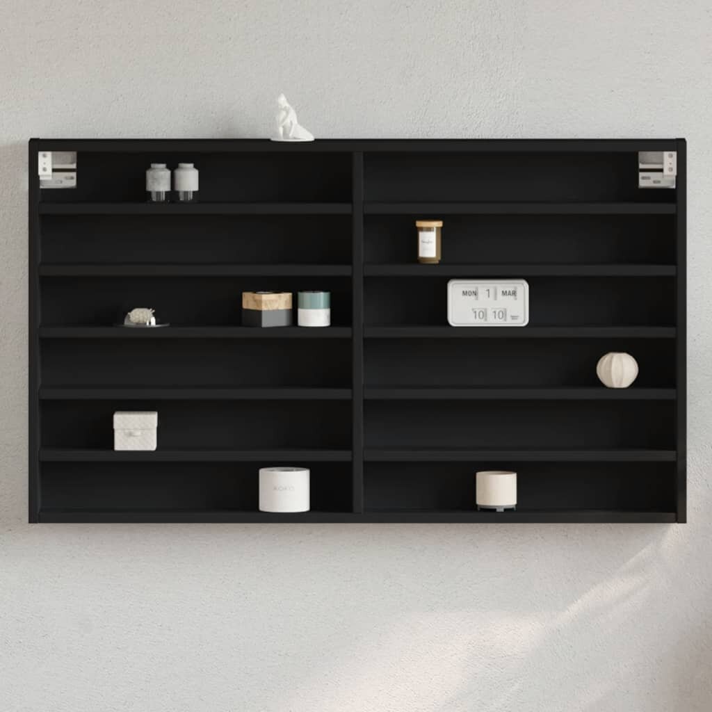 vidaXL Шкаф витрина черен 100x85x58 см инженерно дърво
