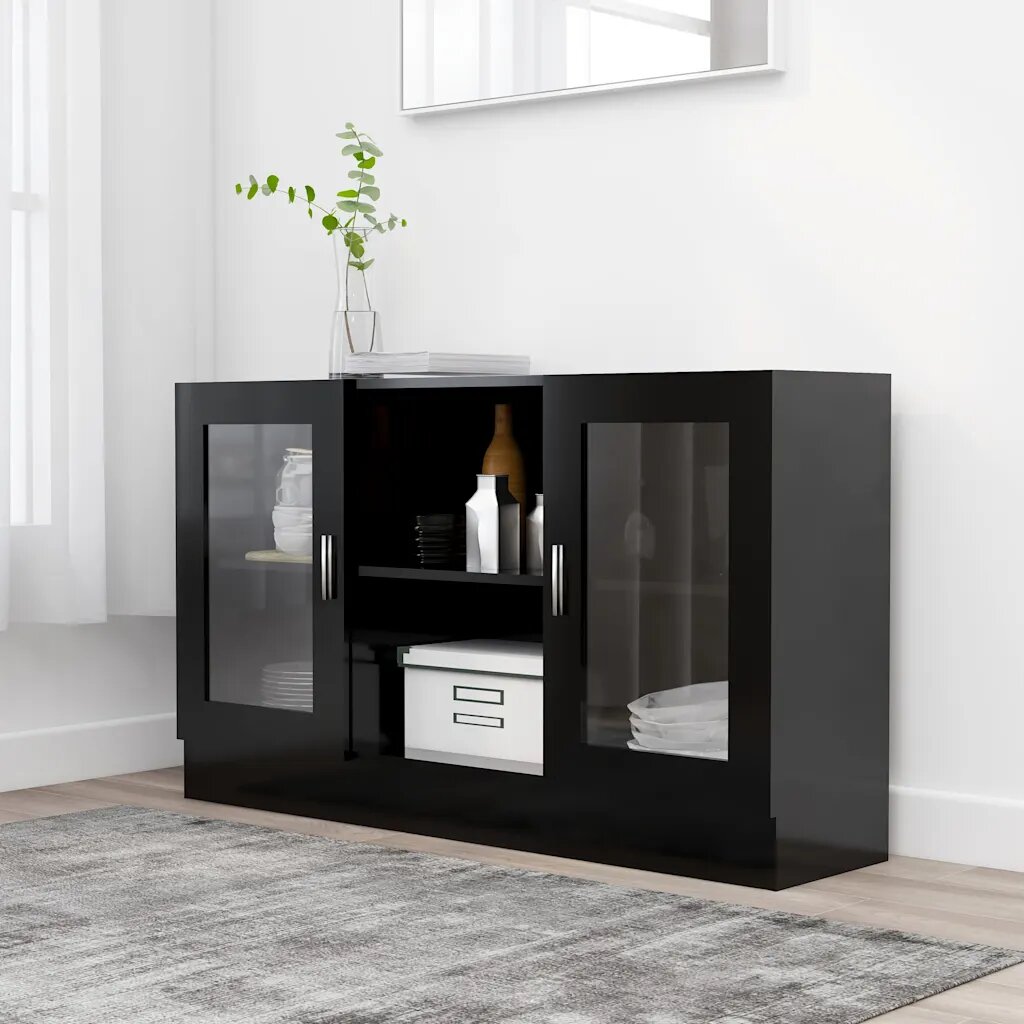 vidaXL Шкаф витрина черен 120x305x70 см ПДЧ