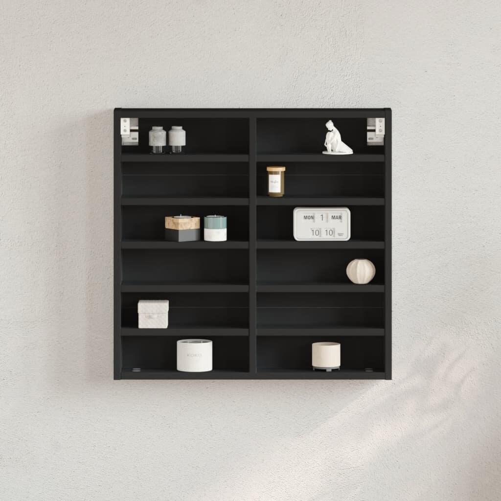 vidaXL Шкаф витрина черен 60x85x58 см инженерно дърво