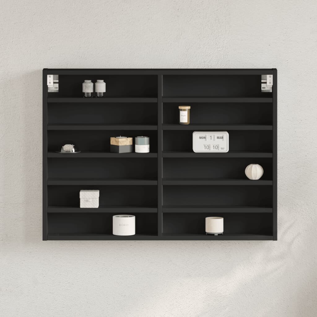 vidaXL Шкаф витрина черен 80x85x58 см инженерно дърво