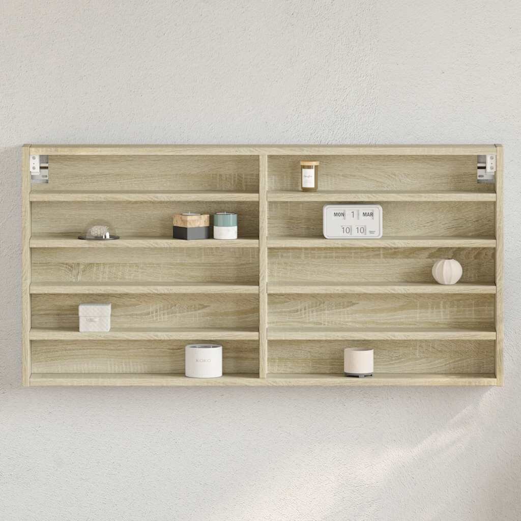 vidaXL Шкаф витрина дъб сонома 100x85x50 см инженерно дърво