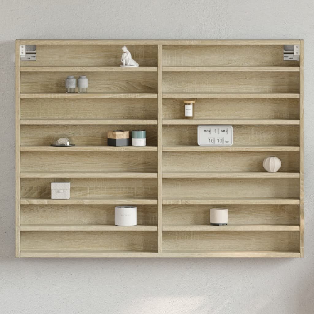 vidaXL Шкаф витрина дъб сонома 100x85x75 см инженерно дърво