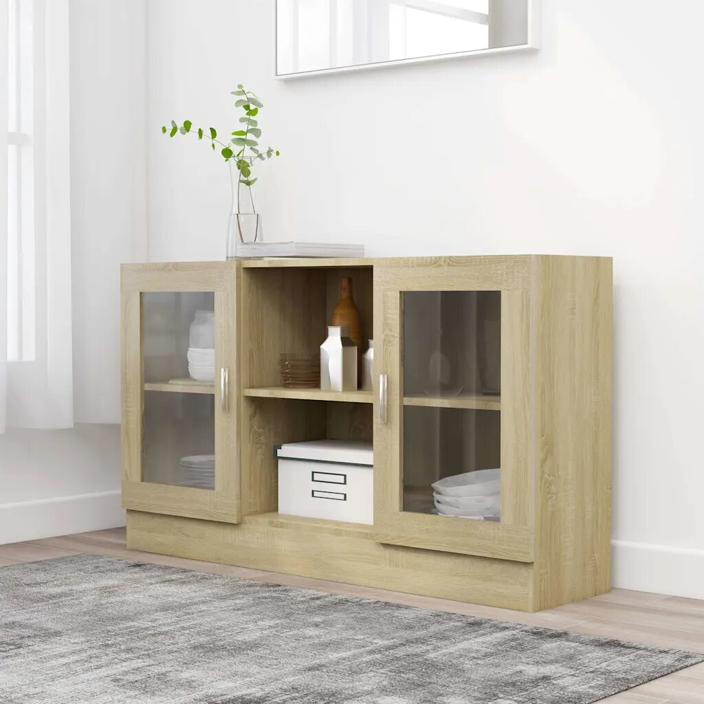 vidaXL Шкаф витрина дъб сонома 120x305x70 см ПДЧ