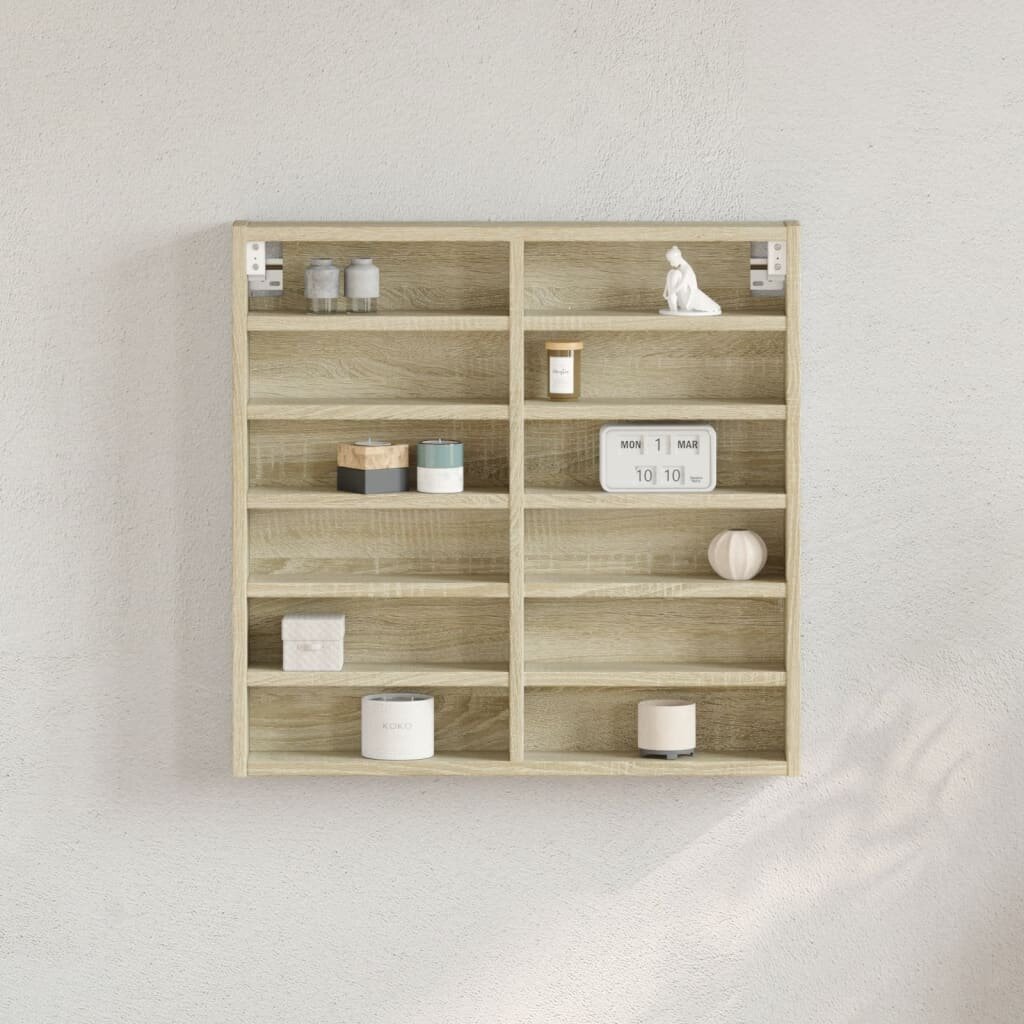 vidaXL Шкаф витрина дъб сонома 60x85x58 см инженерно дърво
