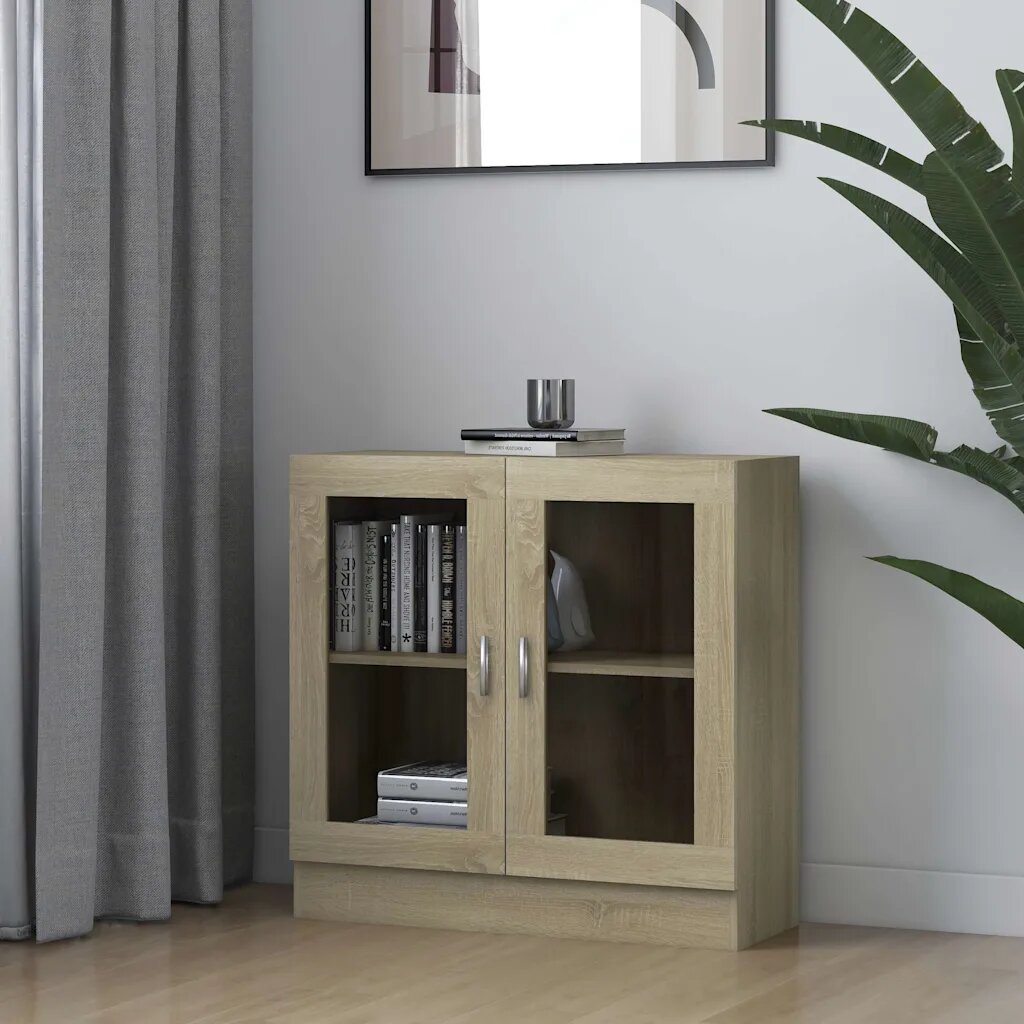 vidaXL Шкаф витрина дъб сонома 825x305x80 см ПДЧ