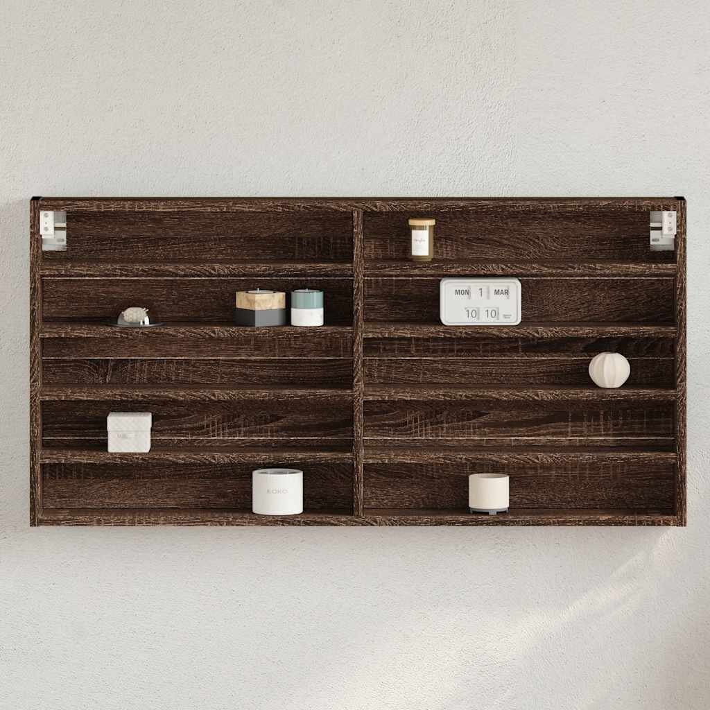 vidaXL Шкаф витрина кафяв дъб 100x85x50 см инженерно дърво