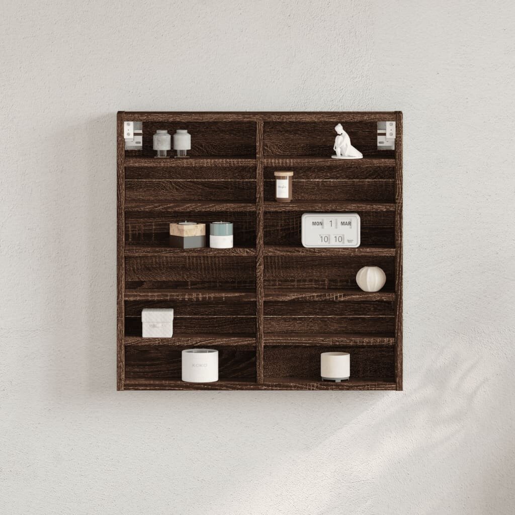 vidaXL Шкаф витрина кафяв дъб 60x85x58 см инженерно дърво