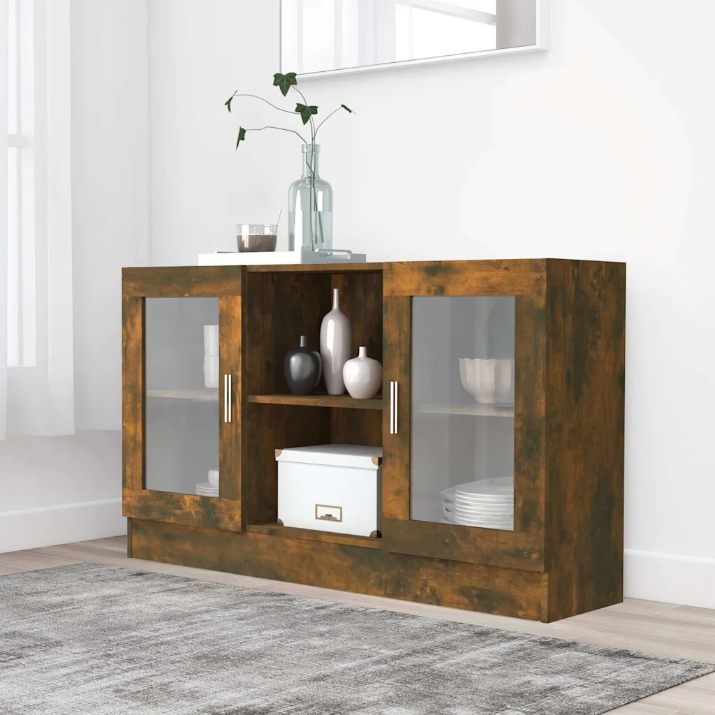 vidaXL Шкаф витрина опушен дъб 120x305x70 см инженерно дърво