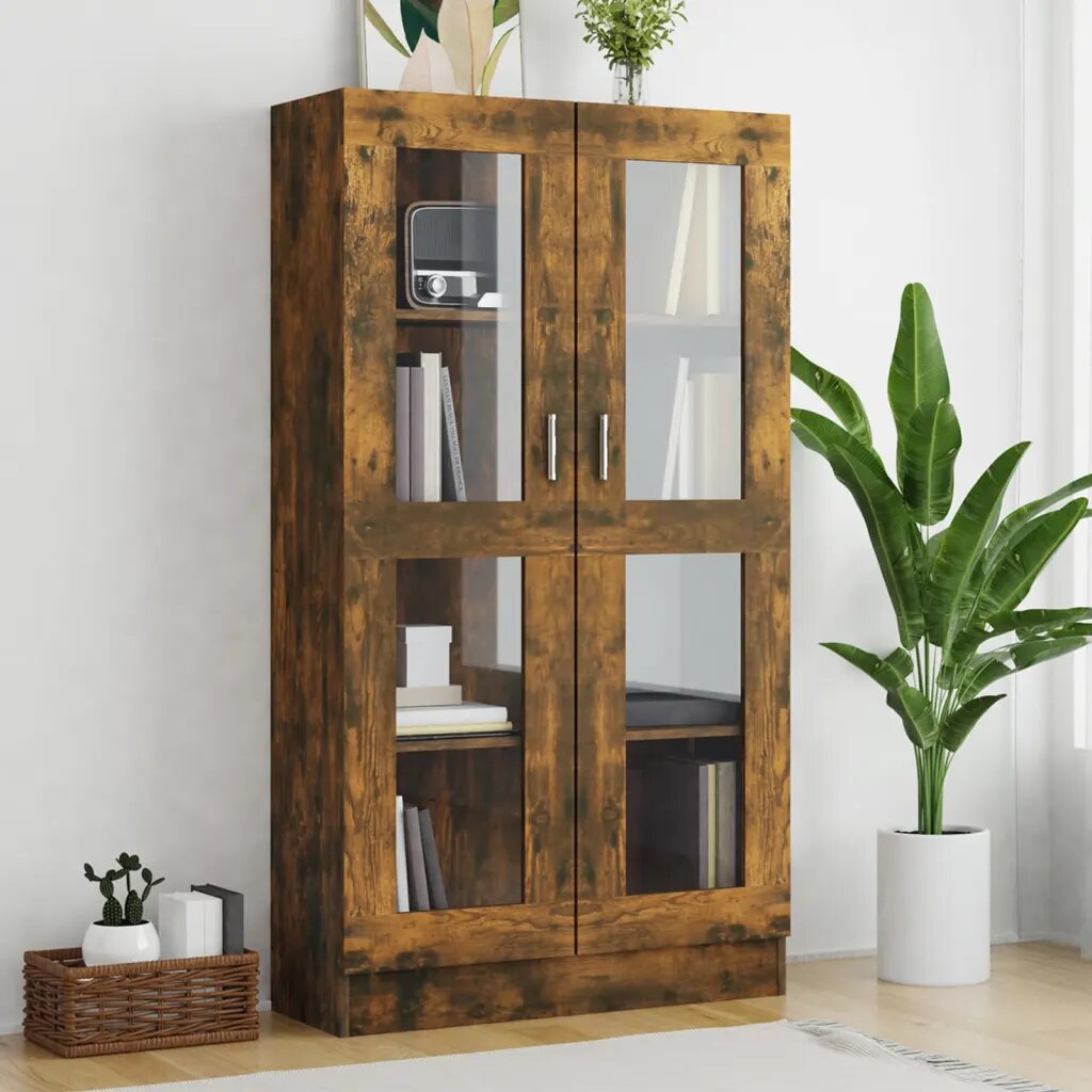 vidaXL Шкаф витрина опушен дъб 825x305x150 см инженерно дърво
