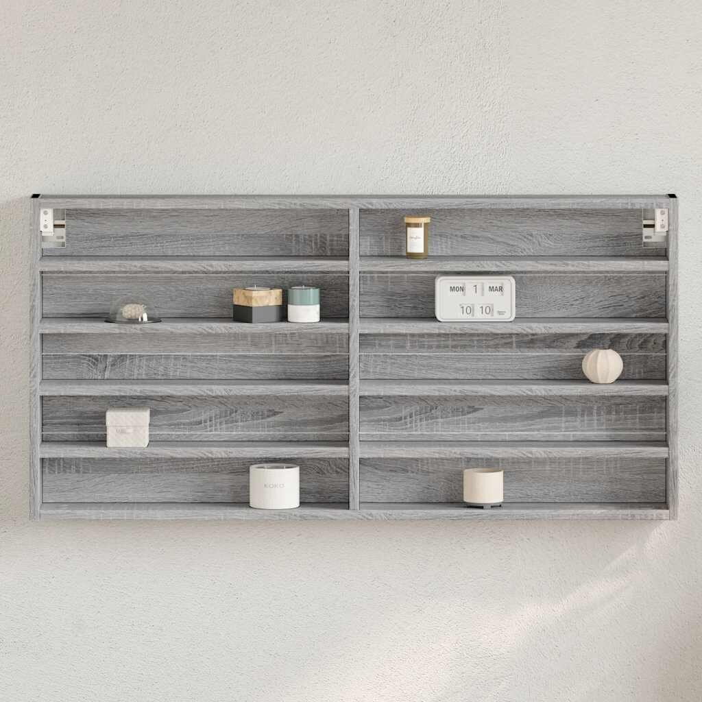 vidaXL Шкаф витрина сив сонома 100x85x50 см инженерно дърво