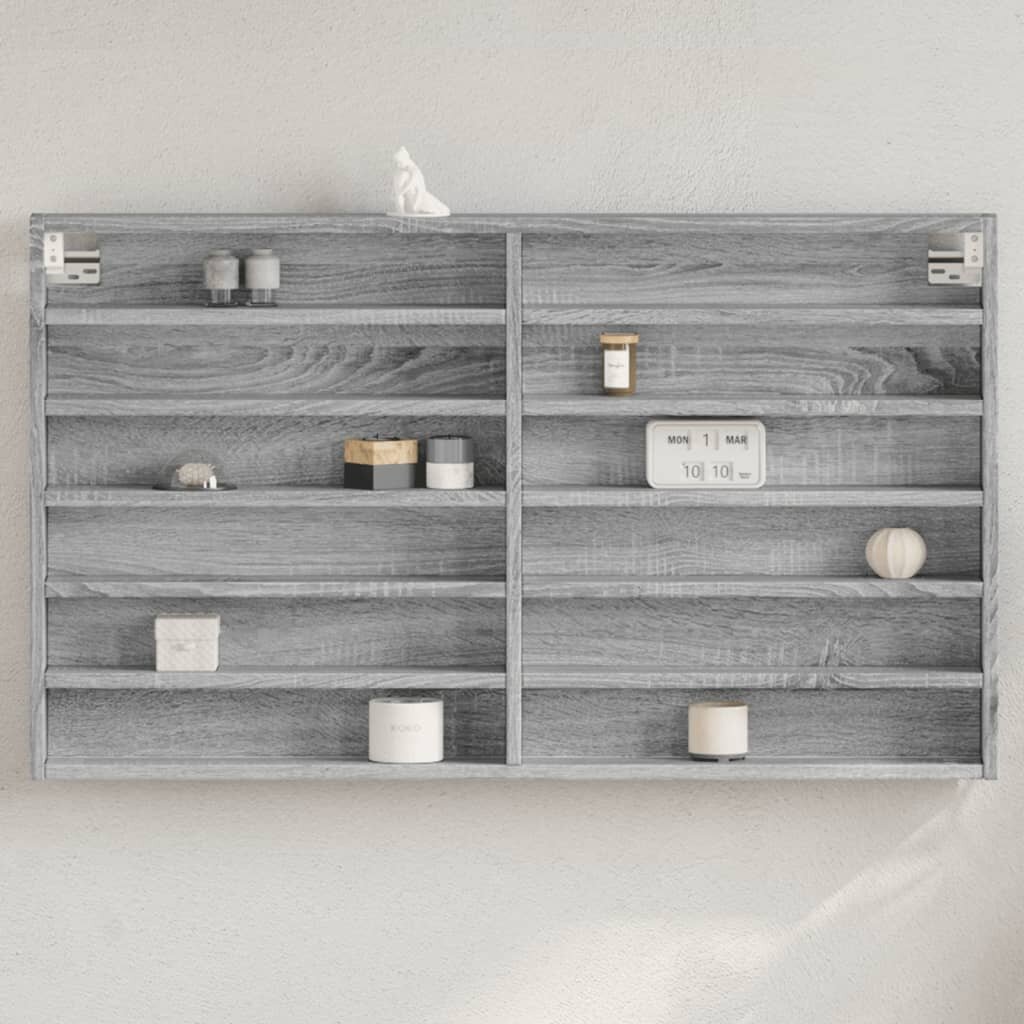 vidaXL Шкаф витрина сив сонома 100x85x58 см инженерно дърво