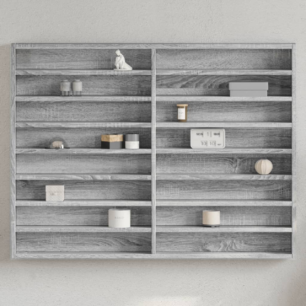 vidaXL Шкаф витрина сив сонома 100x85x75 см инженерно дърво