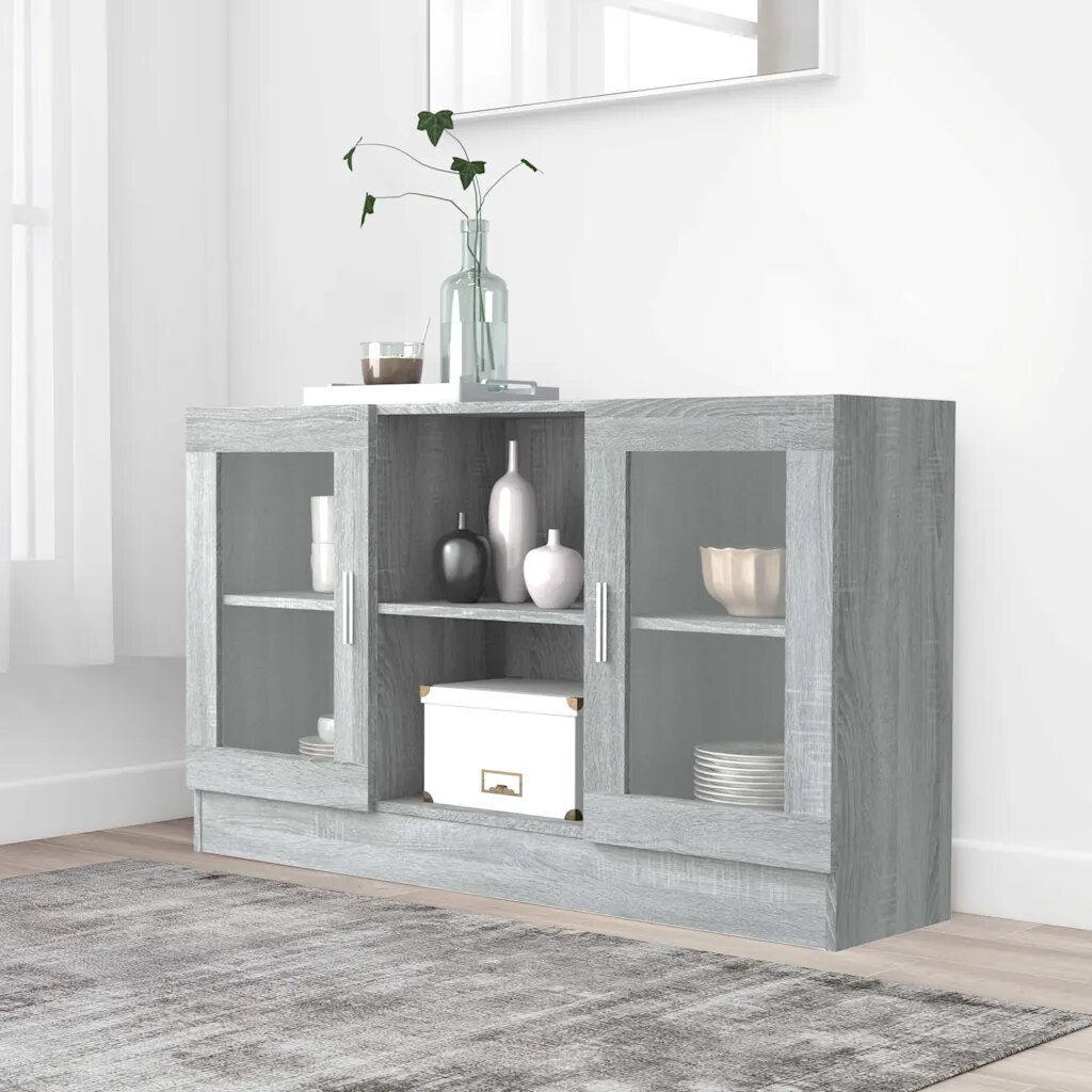 vidaXL Шкаф витрина сив сонома 120x305x70 см инженерно дърво