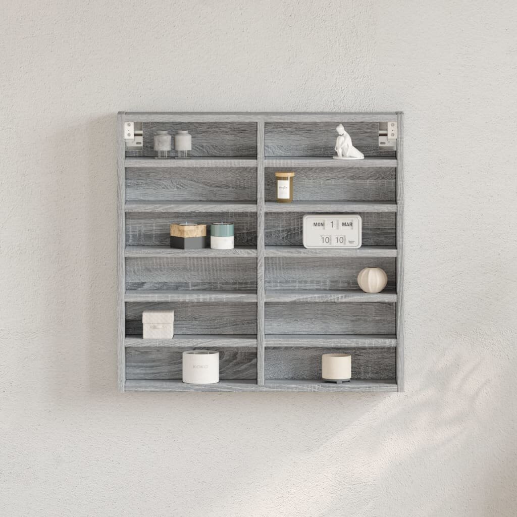 vidaXL Шкаф витрина сив сонома 60x85x58 см инженерно дърво