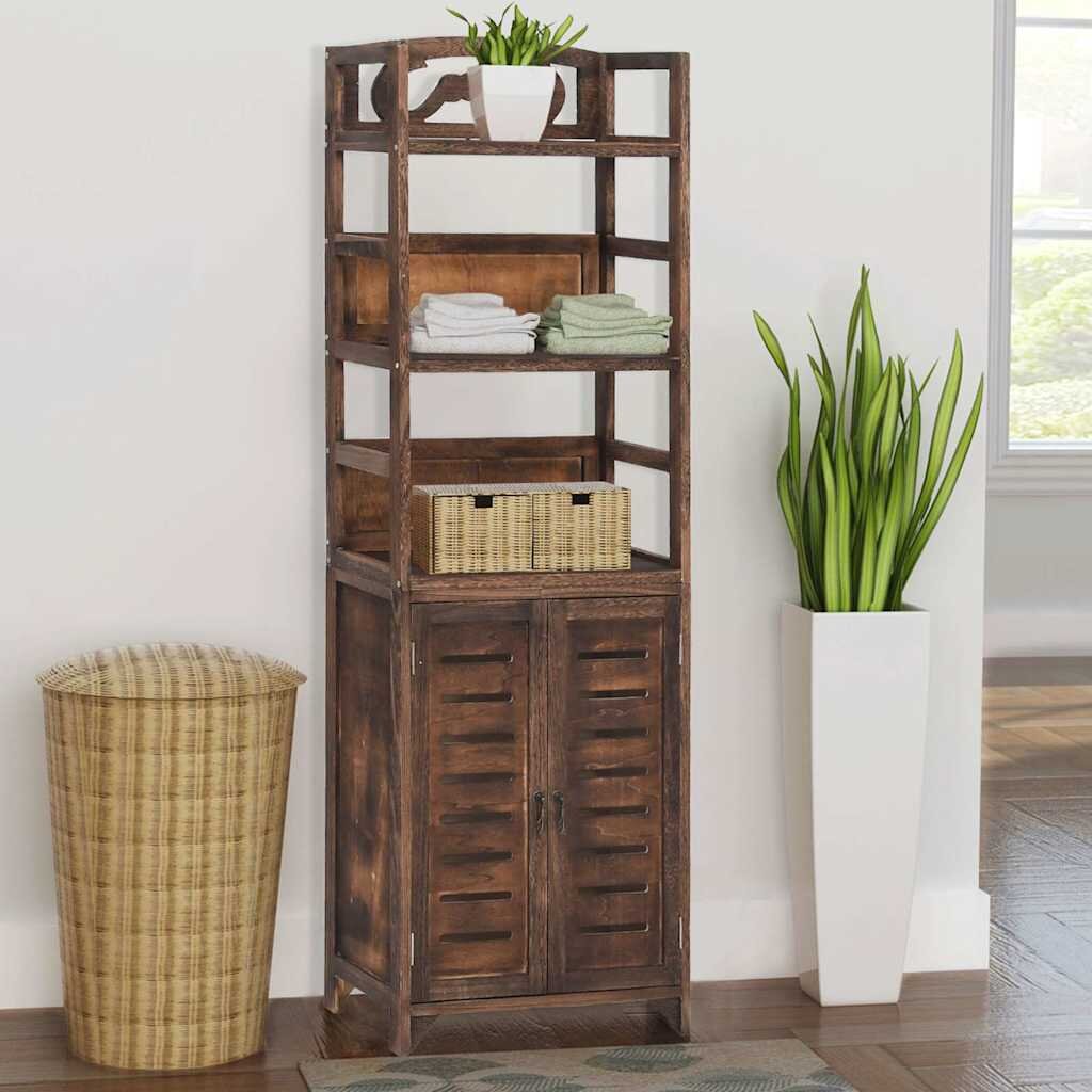 vidaXL Шкаф витрина тъмнокафяв 46x24x140 см масивно дърво пауловния