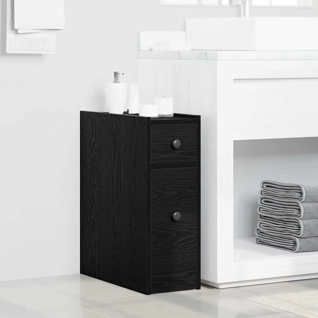 vidaXL Шкаф за баня 215 x 50 x 60 см Инженерна дървесина Черния дъб