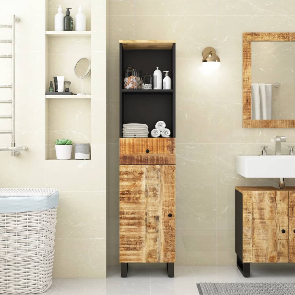 vidaXL Шкаф за баня 38x33x160 см масивно мангово дърво