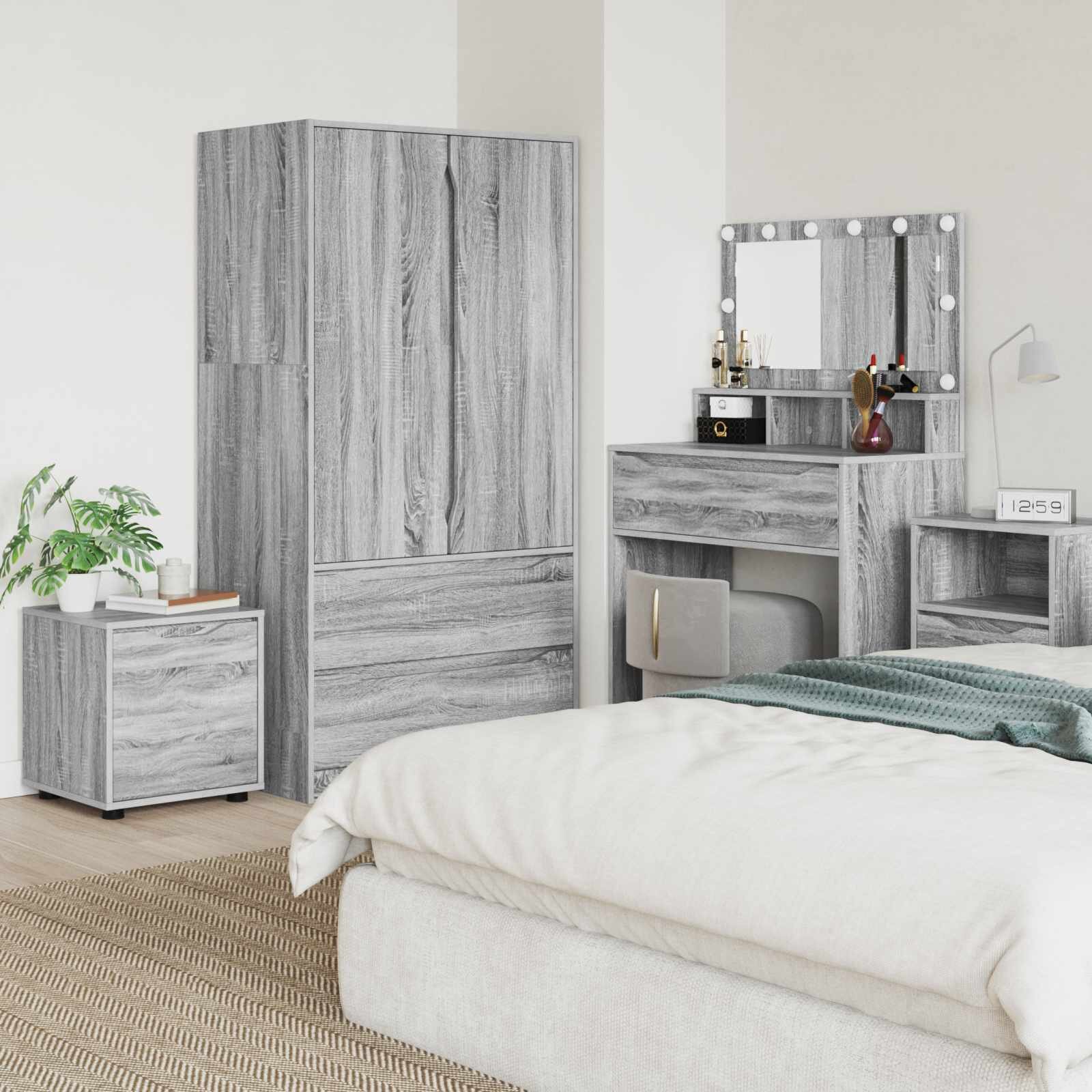 vidaXL Шкаф за баня 405 x 40 x 44 см Инженерна дървесина Сив Сонома
