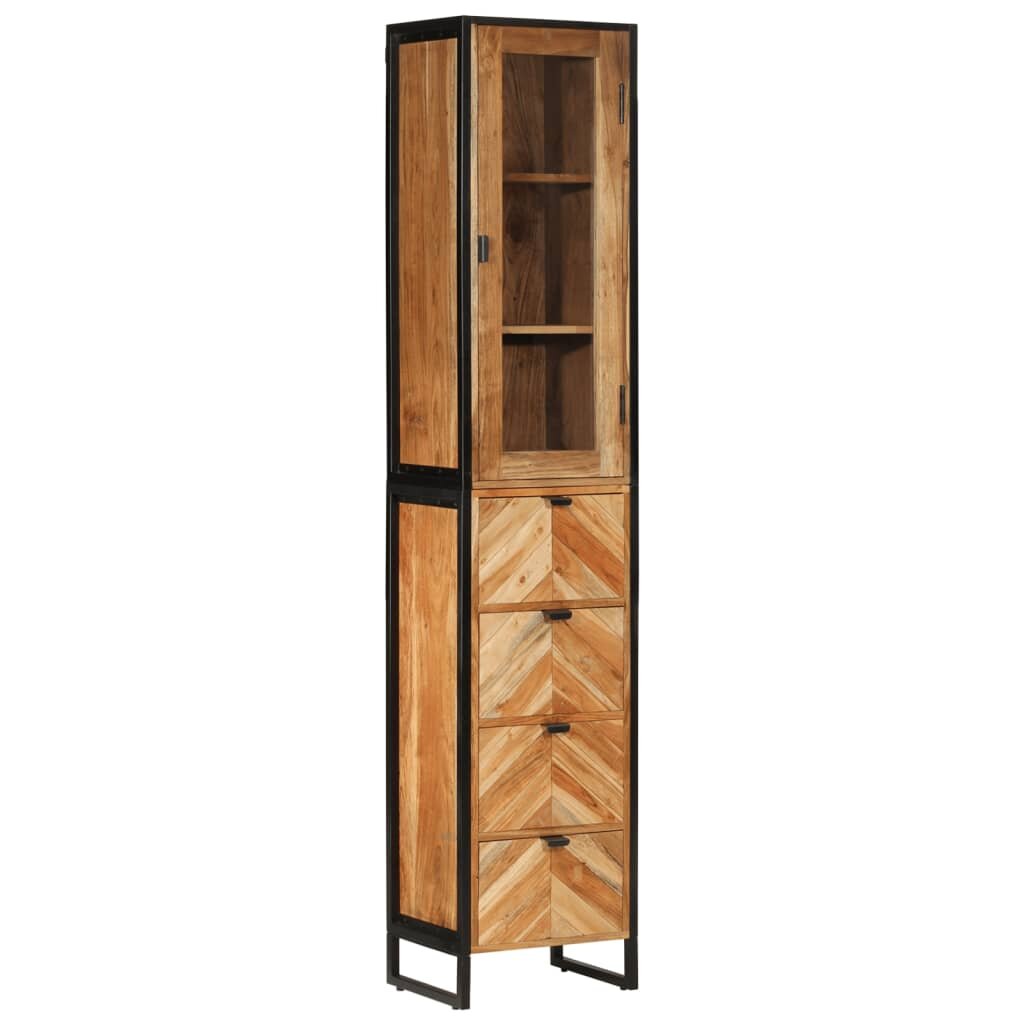 vidaXL Шкаф за баня 40x27x190 см желязо и масивно дърво акация