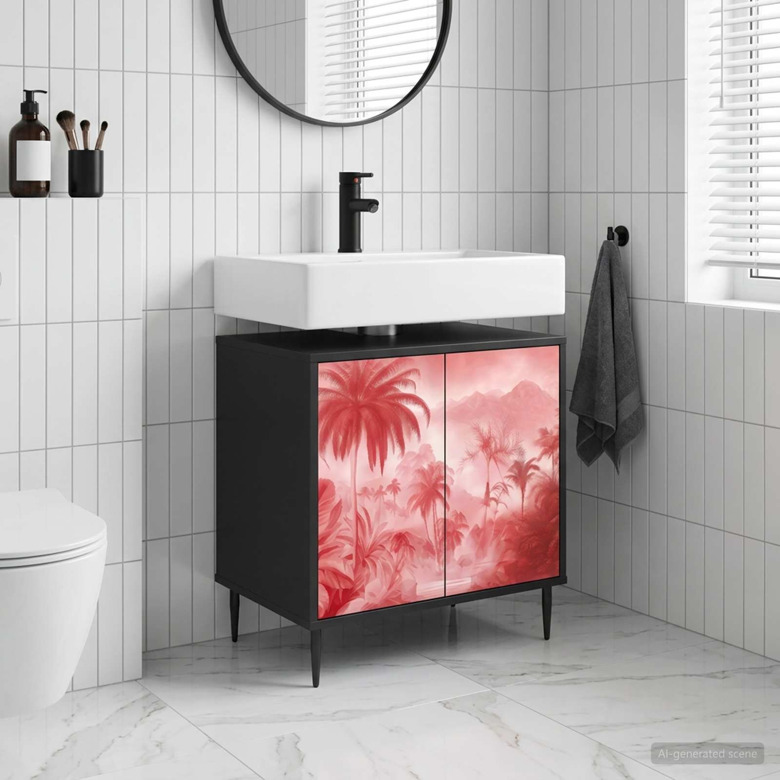 vidaXL Шкаф за баня AACHEN Черен дъб 60 x 40 x 61 см
