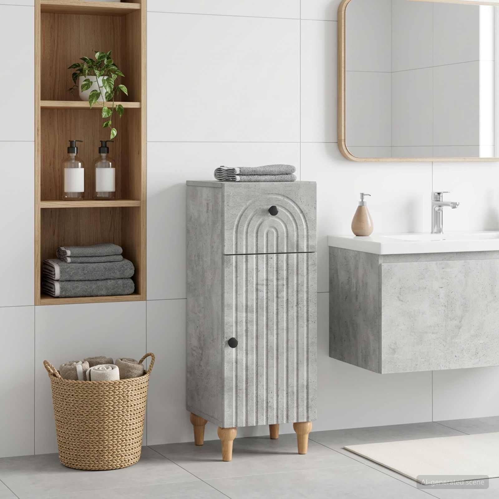 vidaXL Шкаф за баня ALKMAAR Бетонно сиво 30 x 31 x 80 см