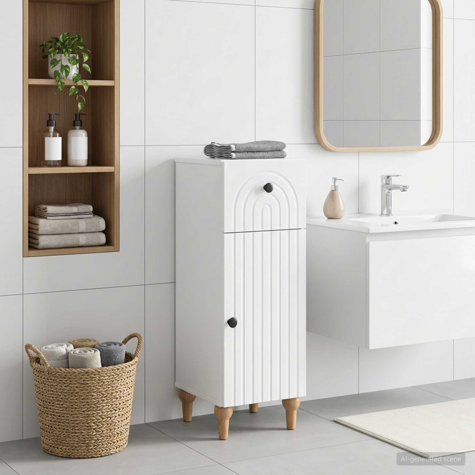 vidaXL Шкаф за баня ALKMAAR Бял гланц 30 x 31 x 80 см