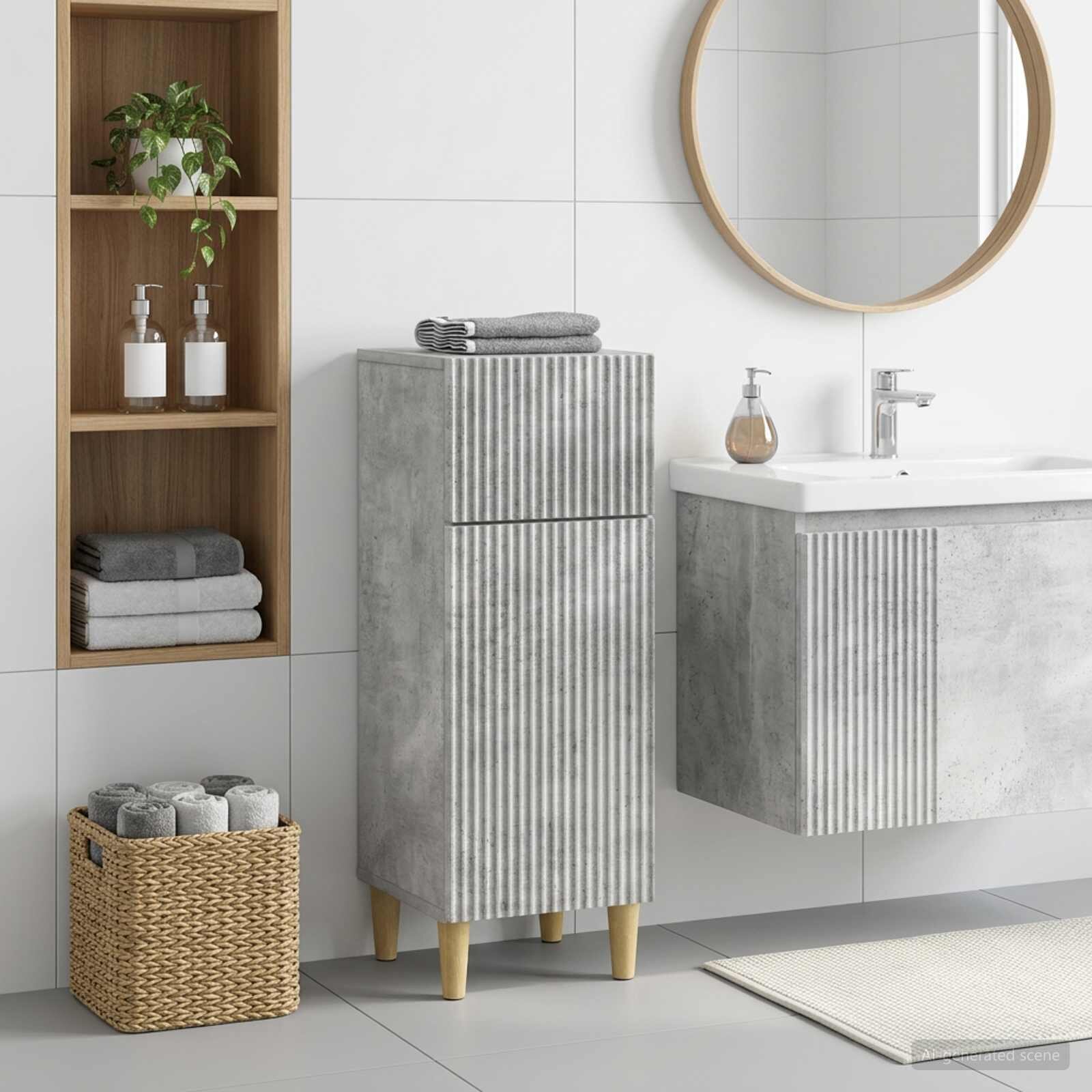 vidaXL Шкаф за баня ARNHEM Бетонно сиво 30 x 31 x 80 см