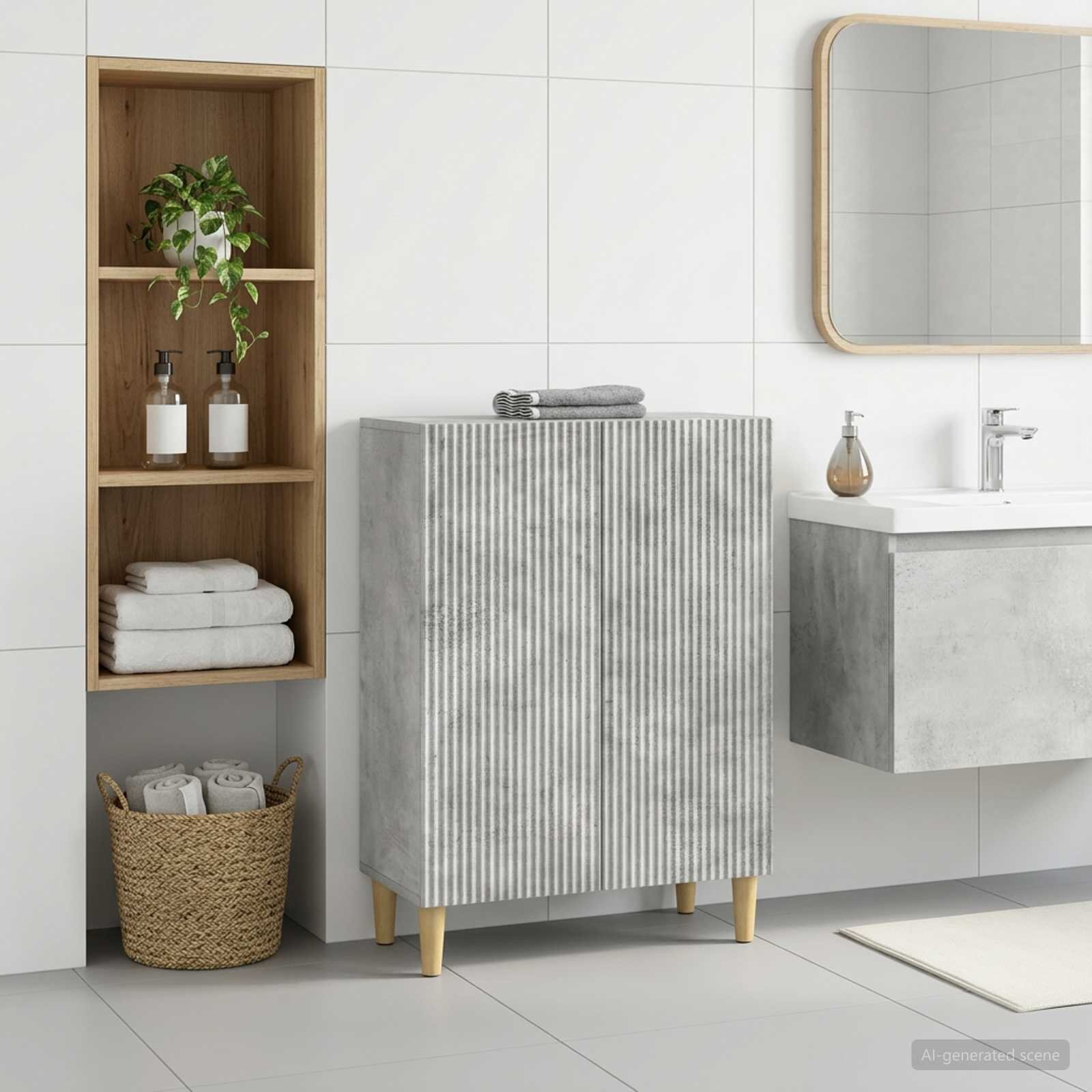 vidaXL Шкаф за баня ARNHEM Бетонно сиво 595 x 31 x 80 см