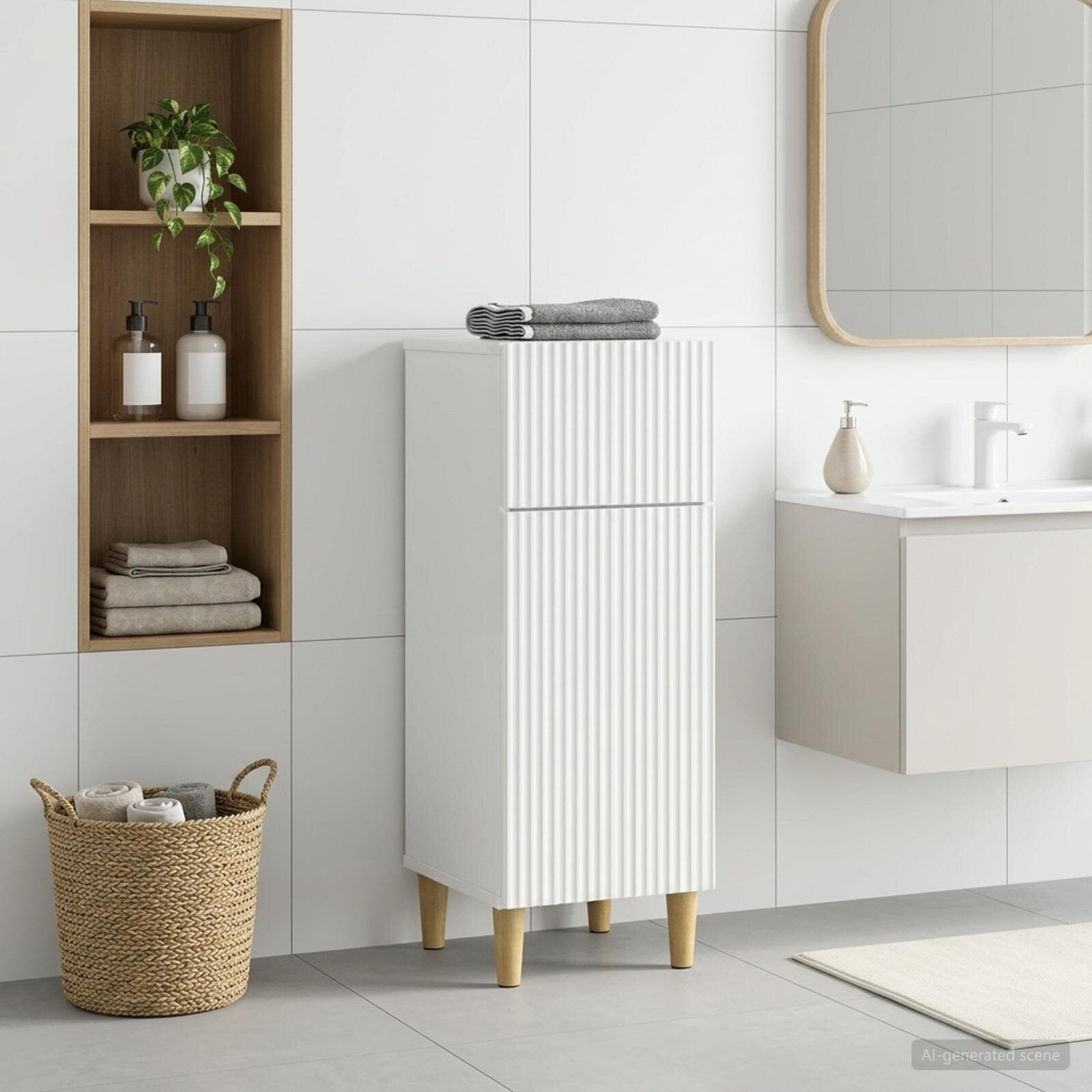 vidaXL Шкаф за баня ARNHEM Бял гланц 30 x 31 x 80 см
