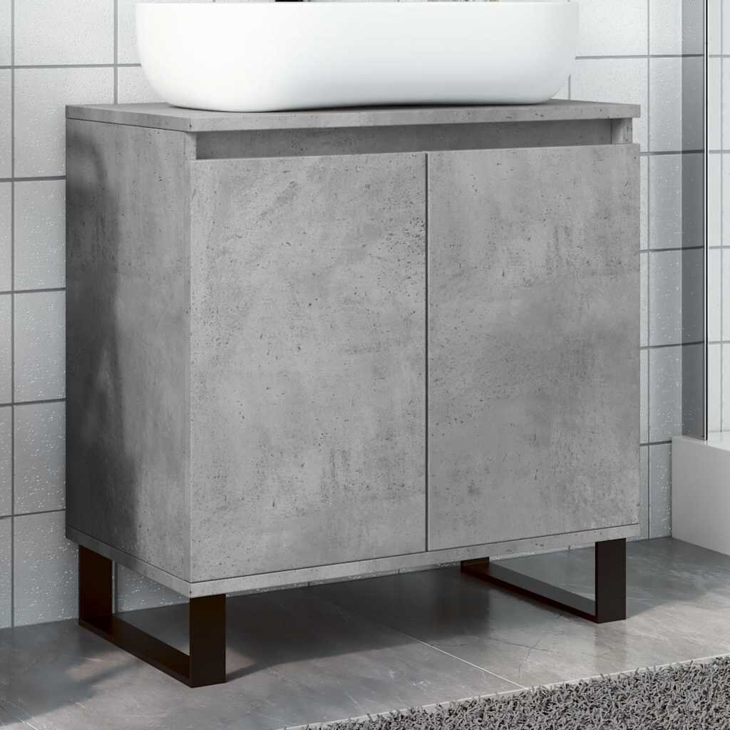 vidaXL Шкаф за баня бетонно сив 58x33x60 см инженерно дърво