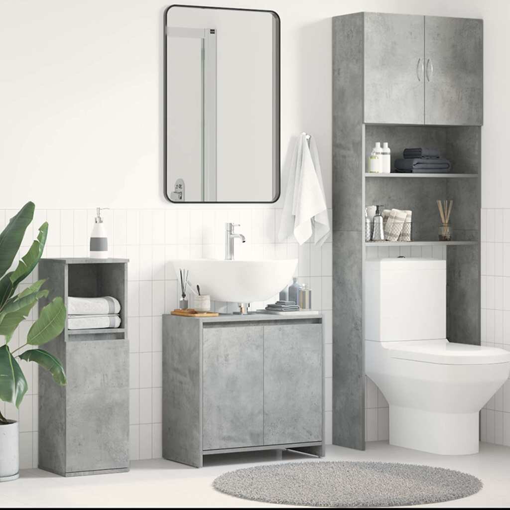 vidaXL Шкаф за баня бетонно сив 60x33x60 см инженерно дърво