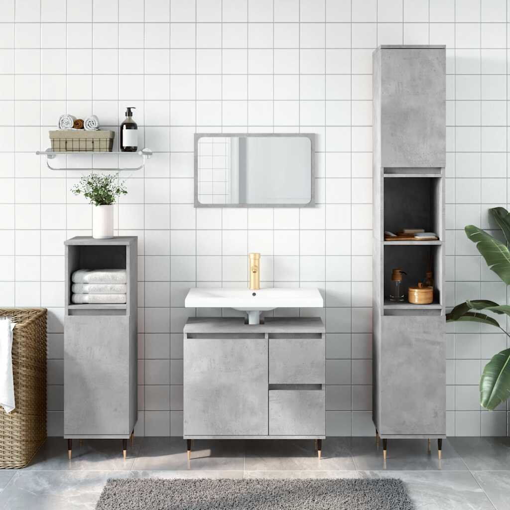 vidaXL Шкаф за баня бетонно сив 65x33x60 см инженерно дърво