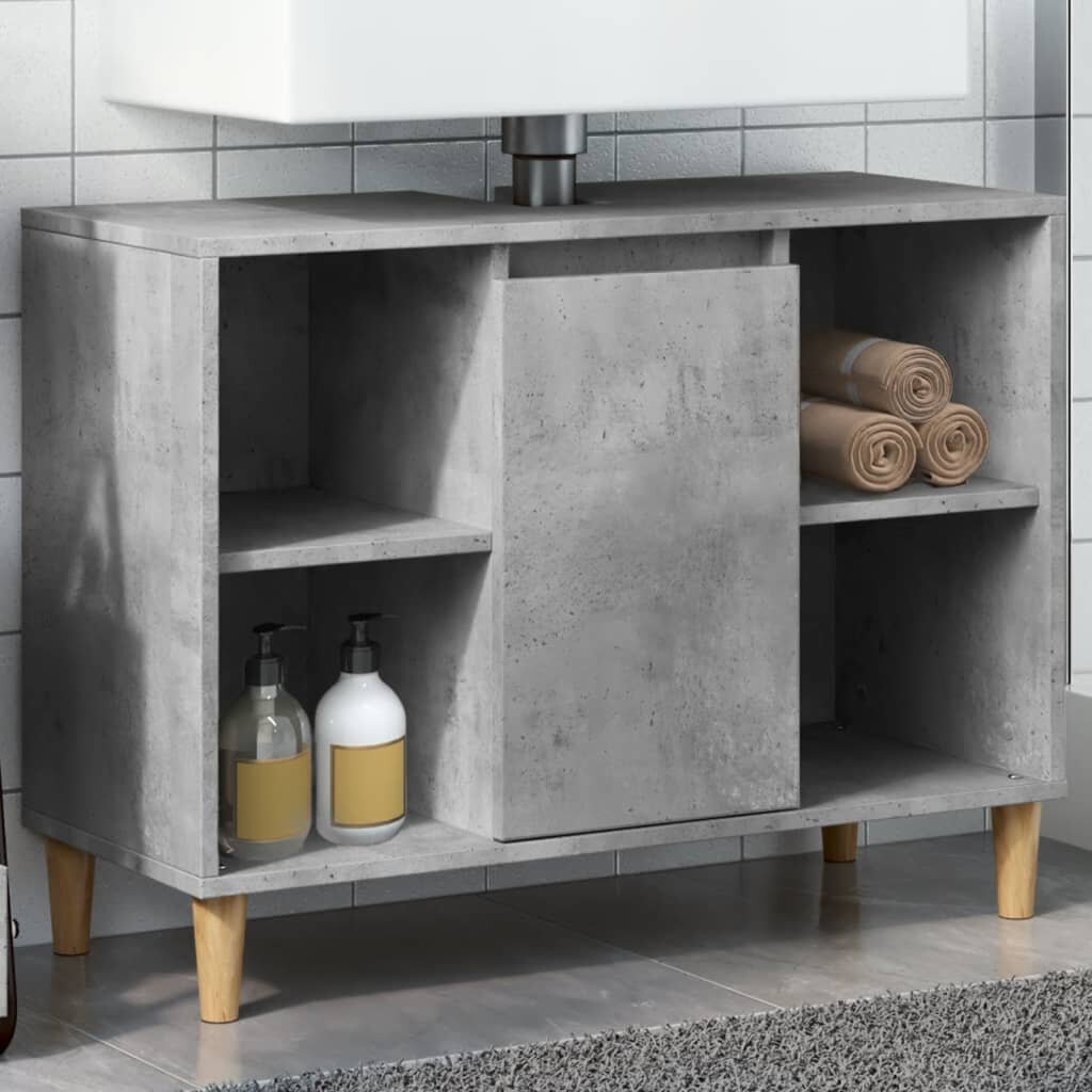 vidaXL Шкаф за баня бетонно сив 80x33x60 см инженерно дърво