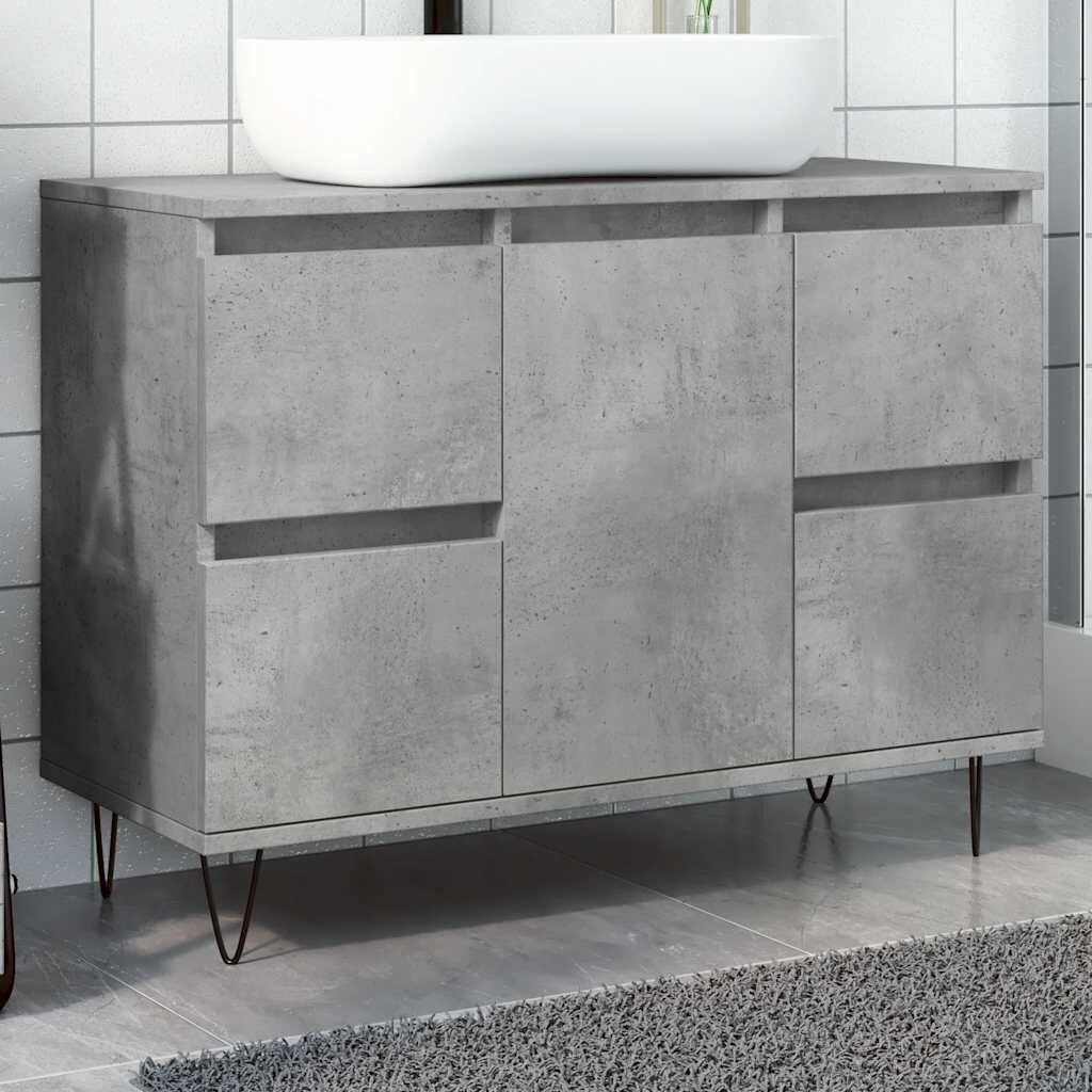 vidaXL Шкаф за баня бетонно сив 80x33x60 см инженерно дърво