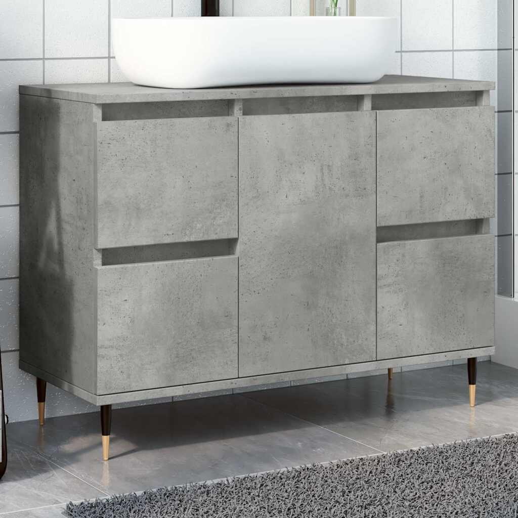 vidaXL Шкаф за баня бетонно сив 80x33x60 см инженерно дърво