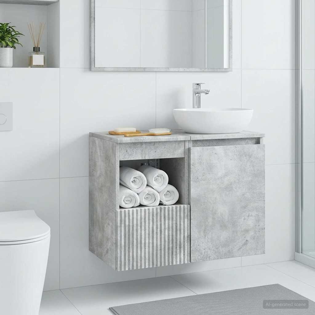 vidaXL Шкаф за баня Бетонно сиво 30 x 35 x 50 см Инженерна дървесина